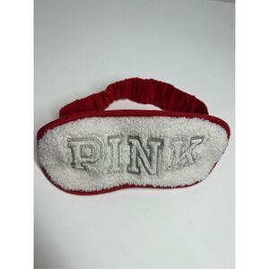 Victoria Secret PINK Eye Mask/Red and White Silver Logo Sherpa